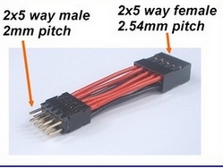 10 pin (2x5) 2.45mm to 2mm pitch pin header adaptor