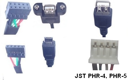 USB 2.0 JST PHR-4 PHR-5 (2mm pitch) to pin header,plug and socket cables